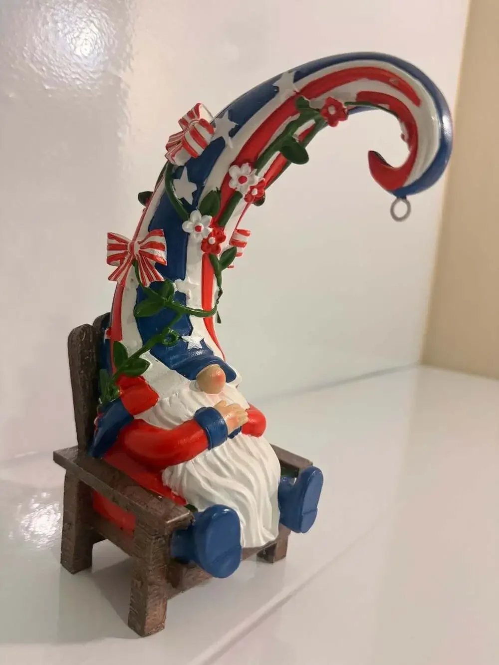 Patriotic/ Americana Polyresin Gnome with Dangling Legs Table Decor